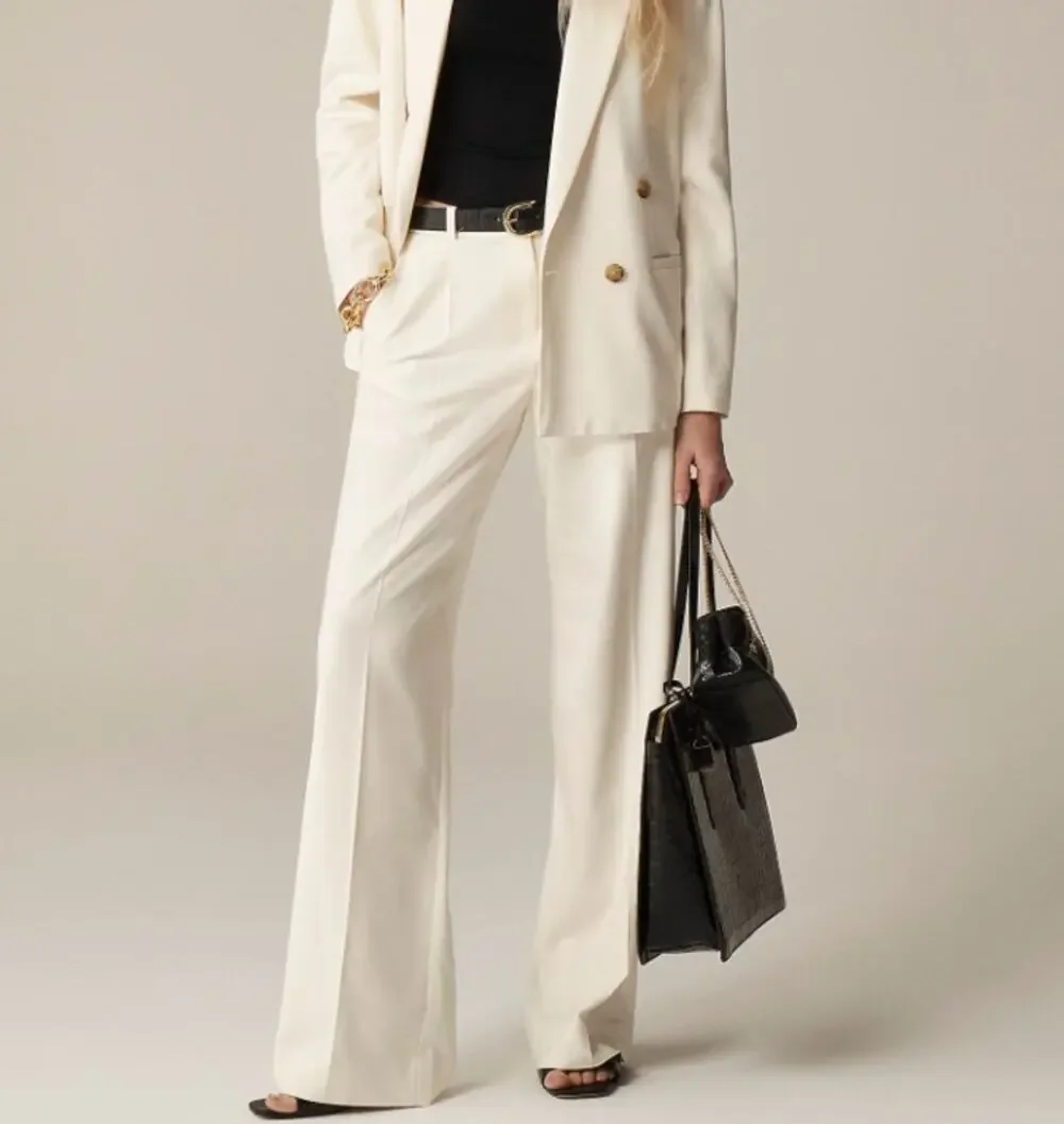 J.Crew Lower-Rise Essential Wide-Leg Pants Womens Size 0 Petite City Twill Cream